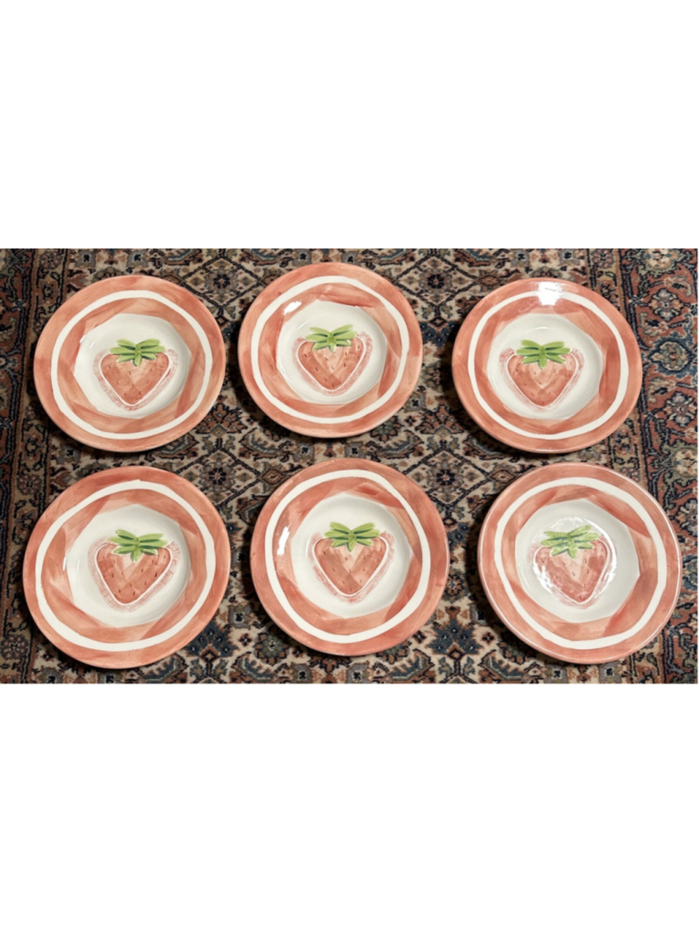 Pottery Barn Salad Bowl Mexican Pottery Strawberry 10” Serving Bowls Set Of 12